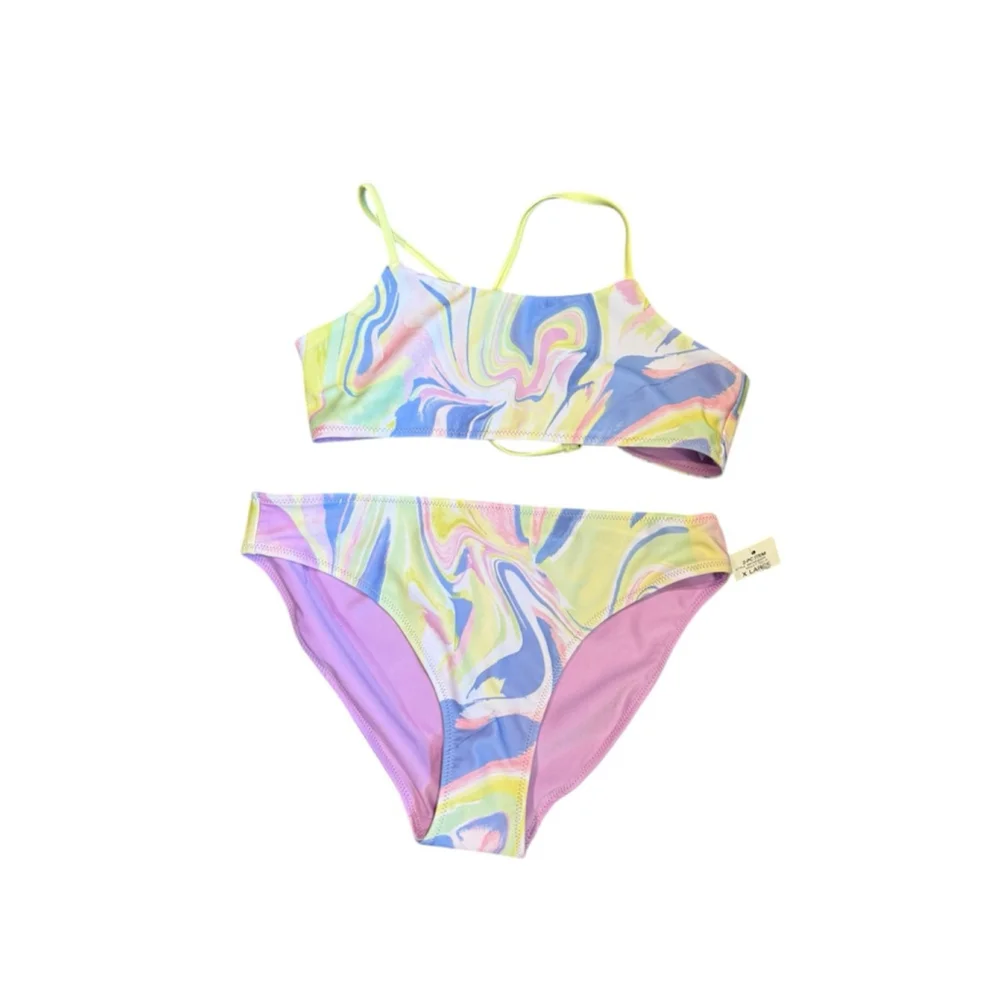 Girls Ideology Bikini XL Multicolor Purple Reversible Swimsuit
